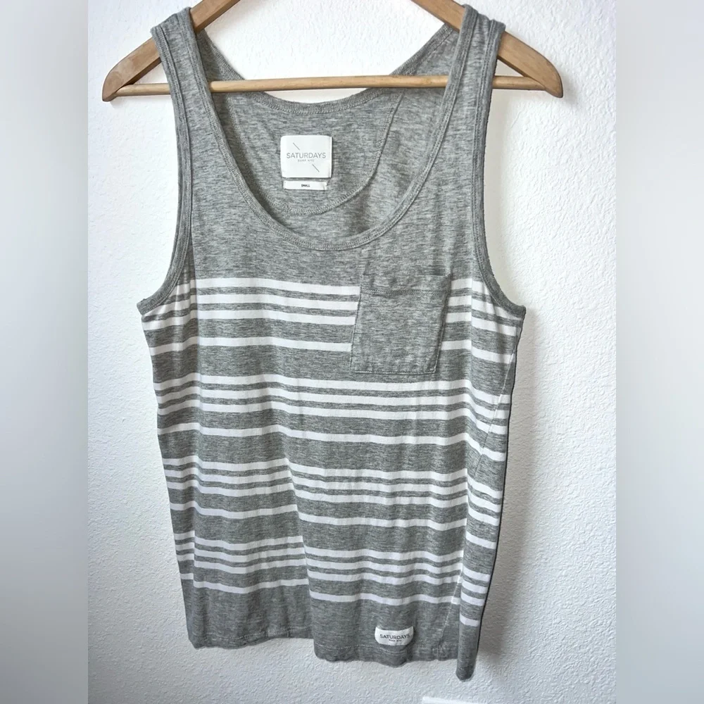 Saturdays New York City Stripe Gray‎ Man's Tee Small